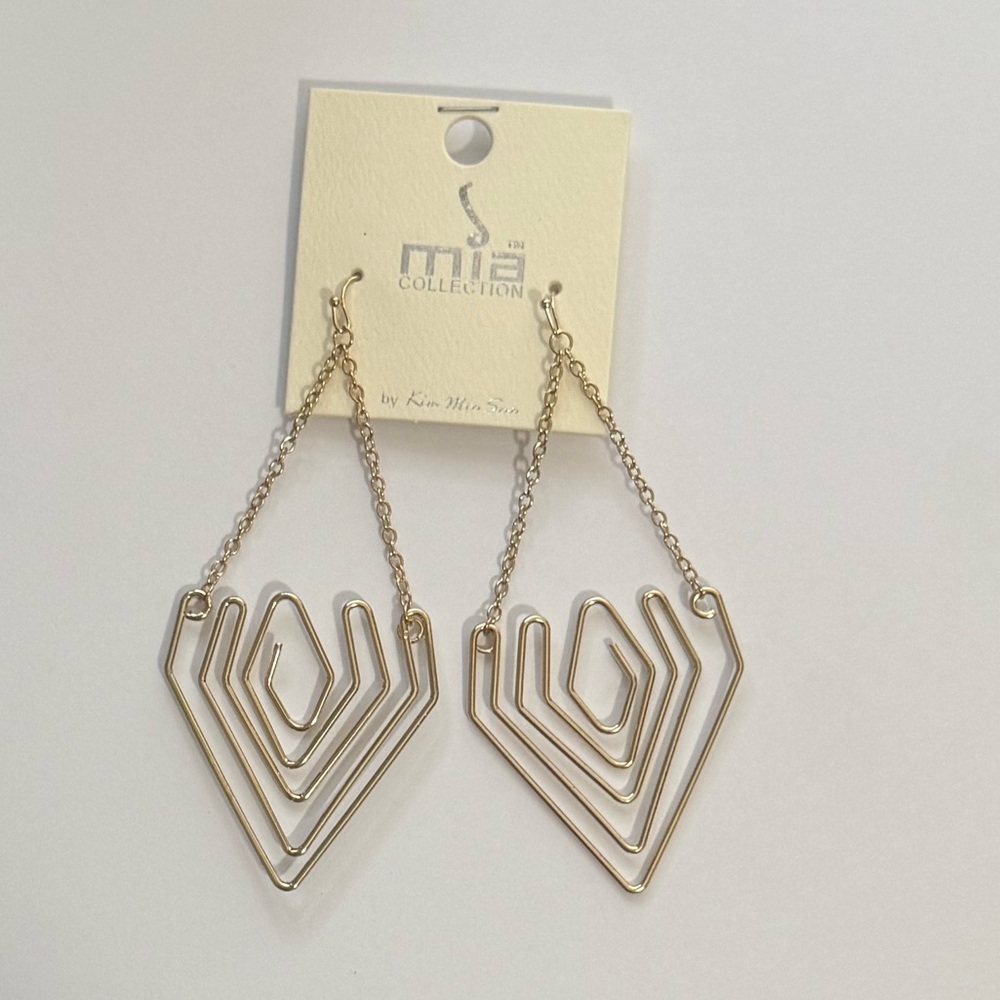 Gold Tone Geometric Earrings